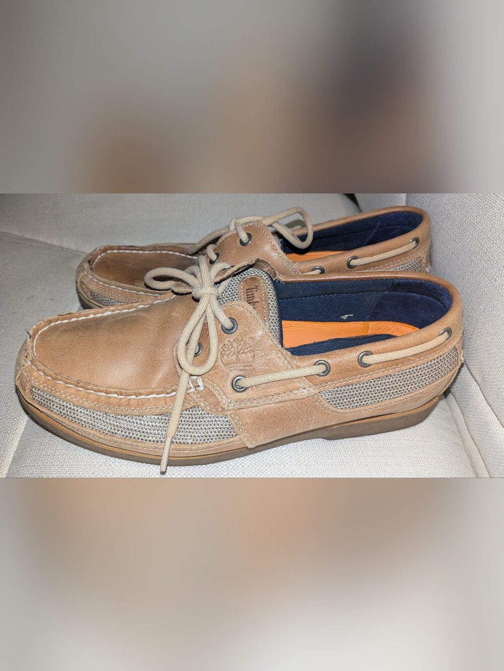 Timberland Men's Brown Leather & Navy Trim Inside Casual Shoes